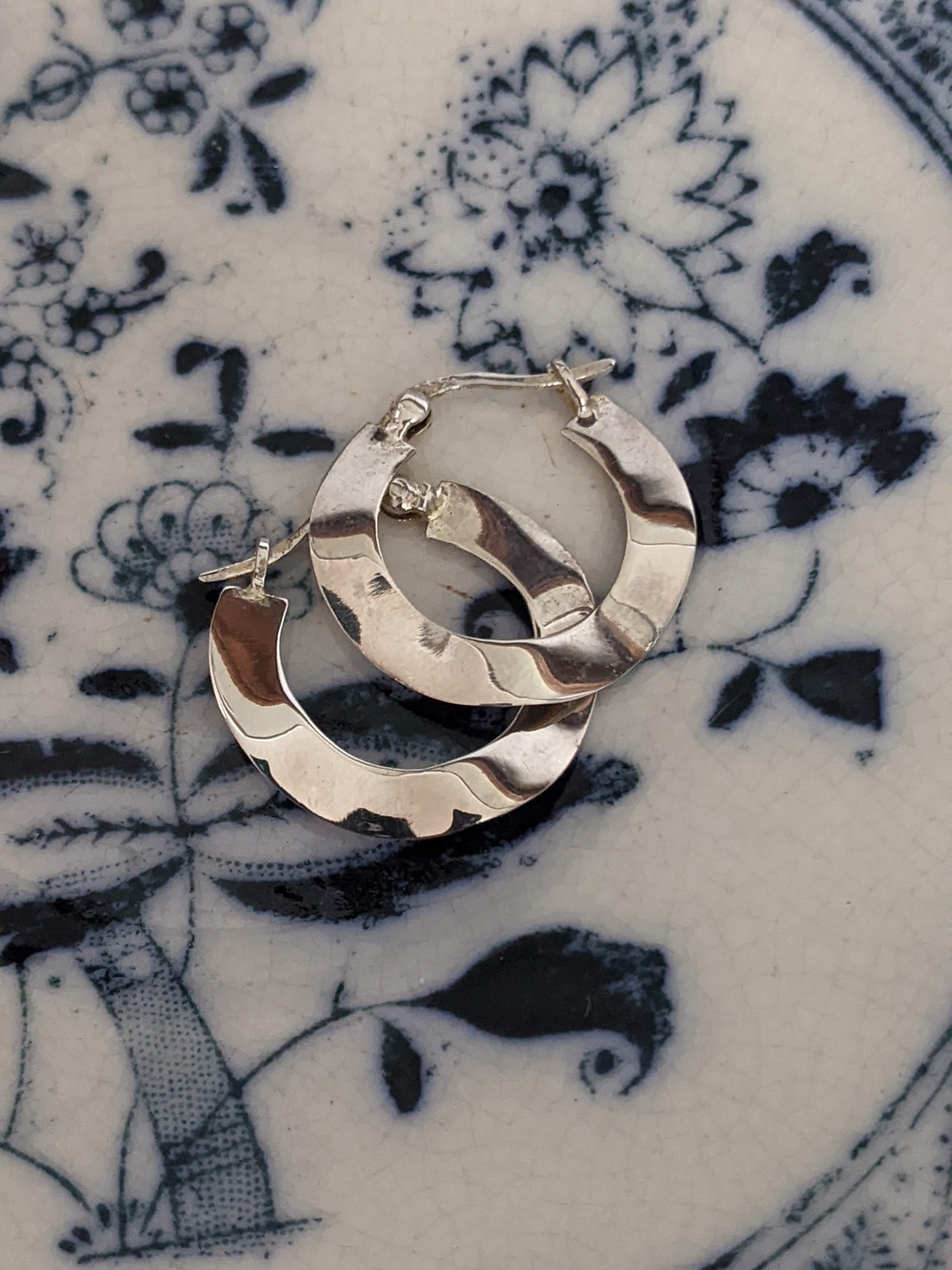 Wavy Silver Hoop Earrings